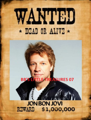 Jon Bon Joni mini wanted dead or alive poster 5x7 inches