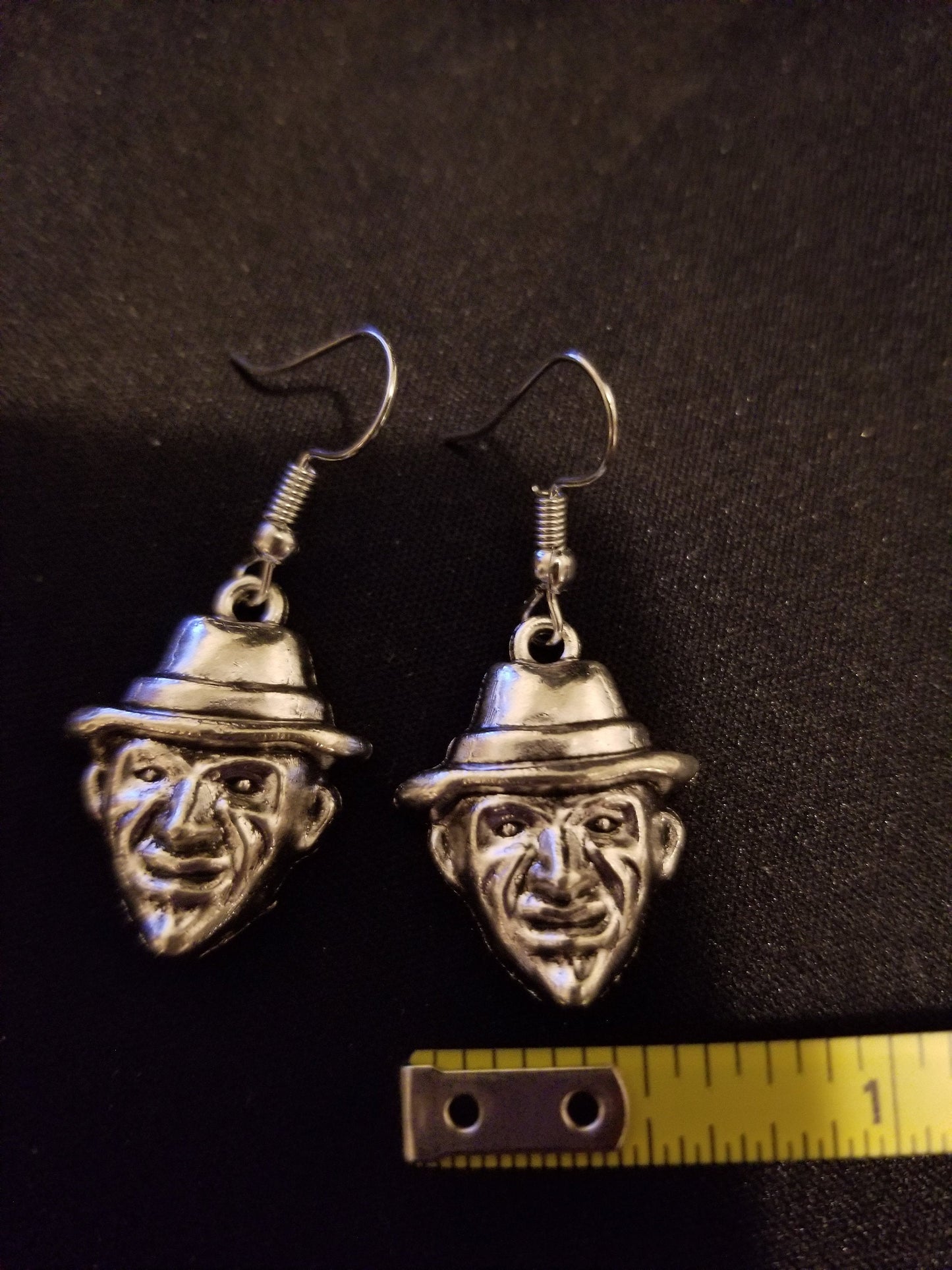 Nightmare on Elm street Freddy Kruger sterling silver hook dangle earrings