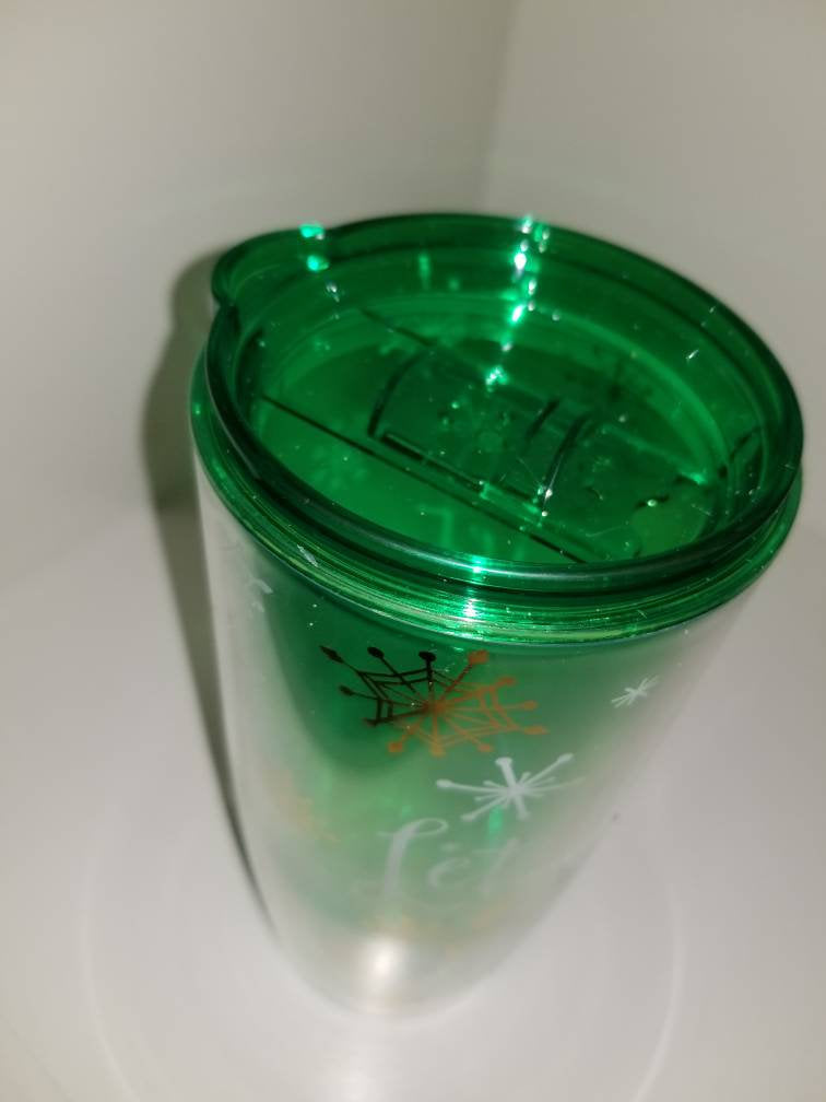 Let It Snow green Christmas plastic cup