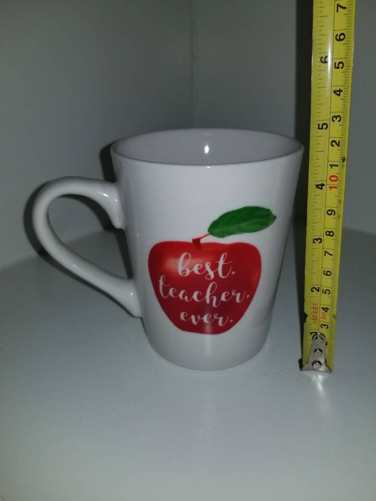 Best teacher ever apple white coffee mug