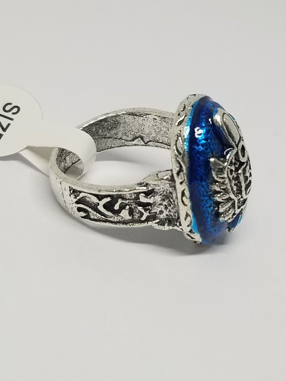 Antique Silver Plated for Vampire Diary Elena Band Ring Blue Stone Pattern  Souve - Walmart.com