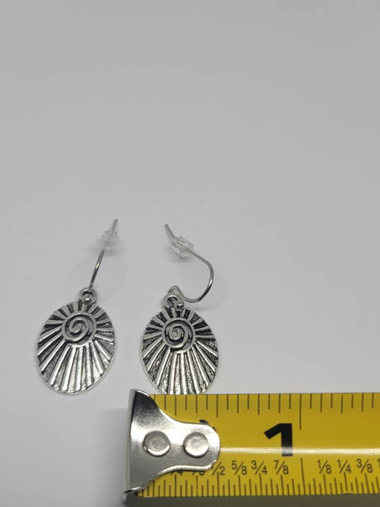 Silver dangle hook earrings