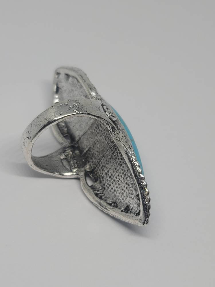 Silver turquoise ring size  7