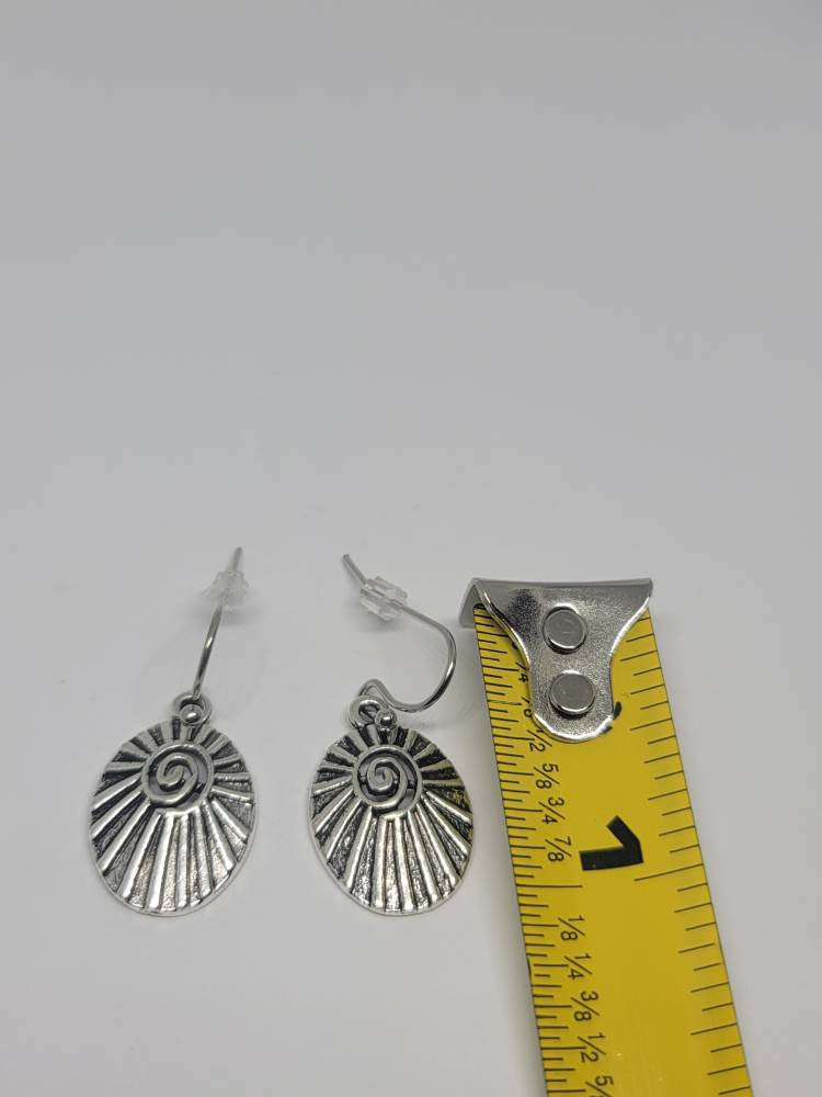 Silver dangle hook earrings