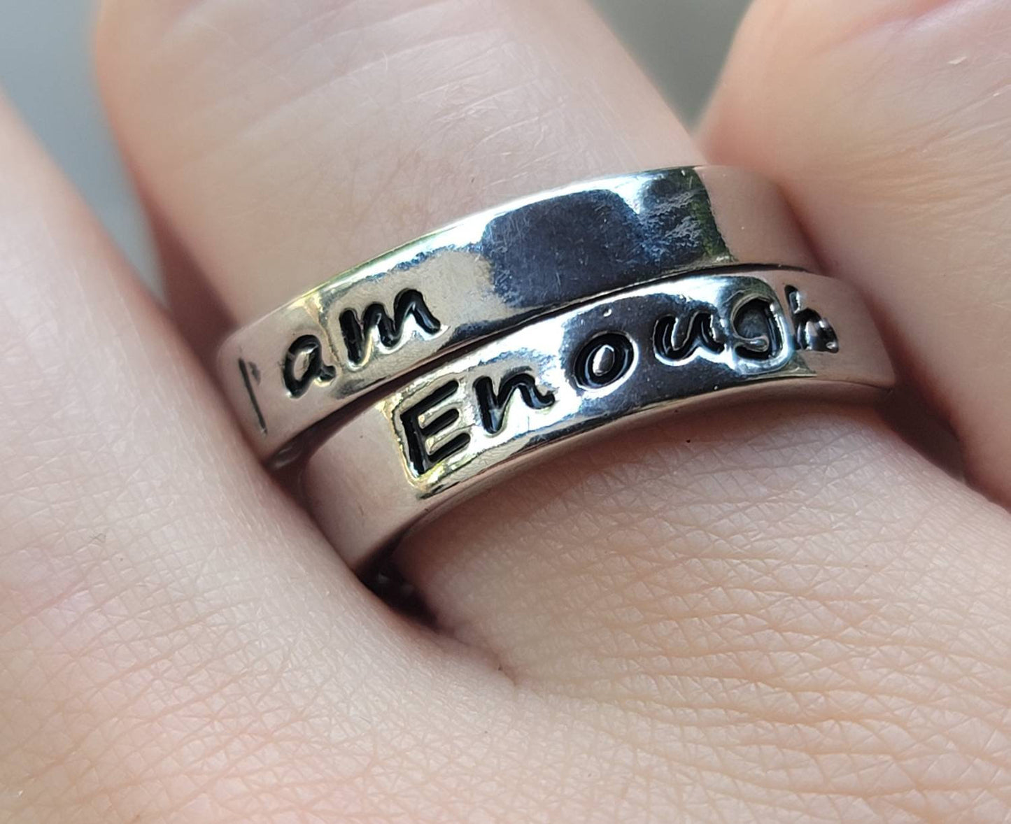 I am enough wrap around silver ring size 8 1/2