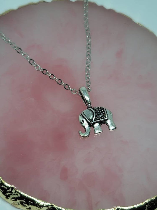 Silver dainty elephant necklace pendant minimalist