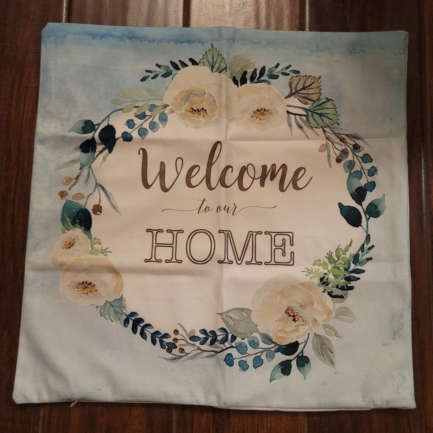 Flowers floral pillow cover zip up without filler welcome to our home