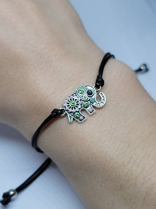 Rhinestone elephant bracelet