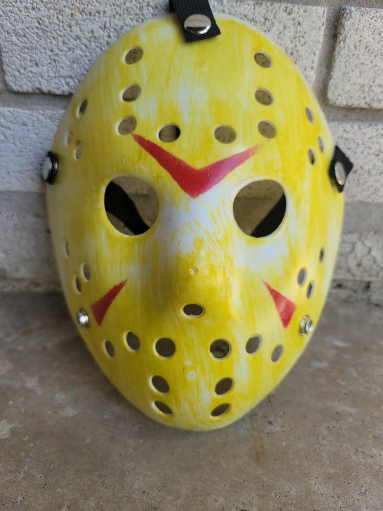 Horror Friday the 13th Jason Voorhees hockey mask yellow