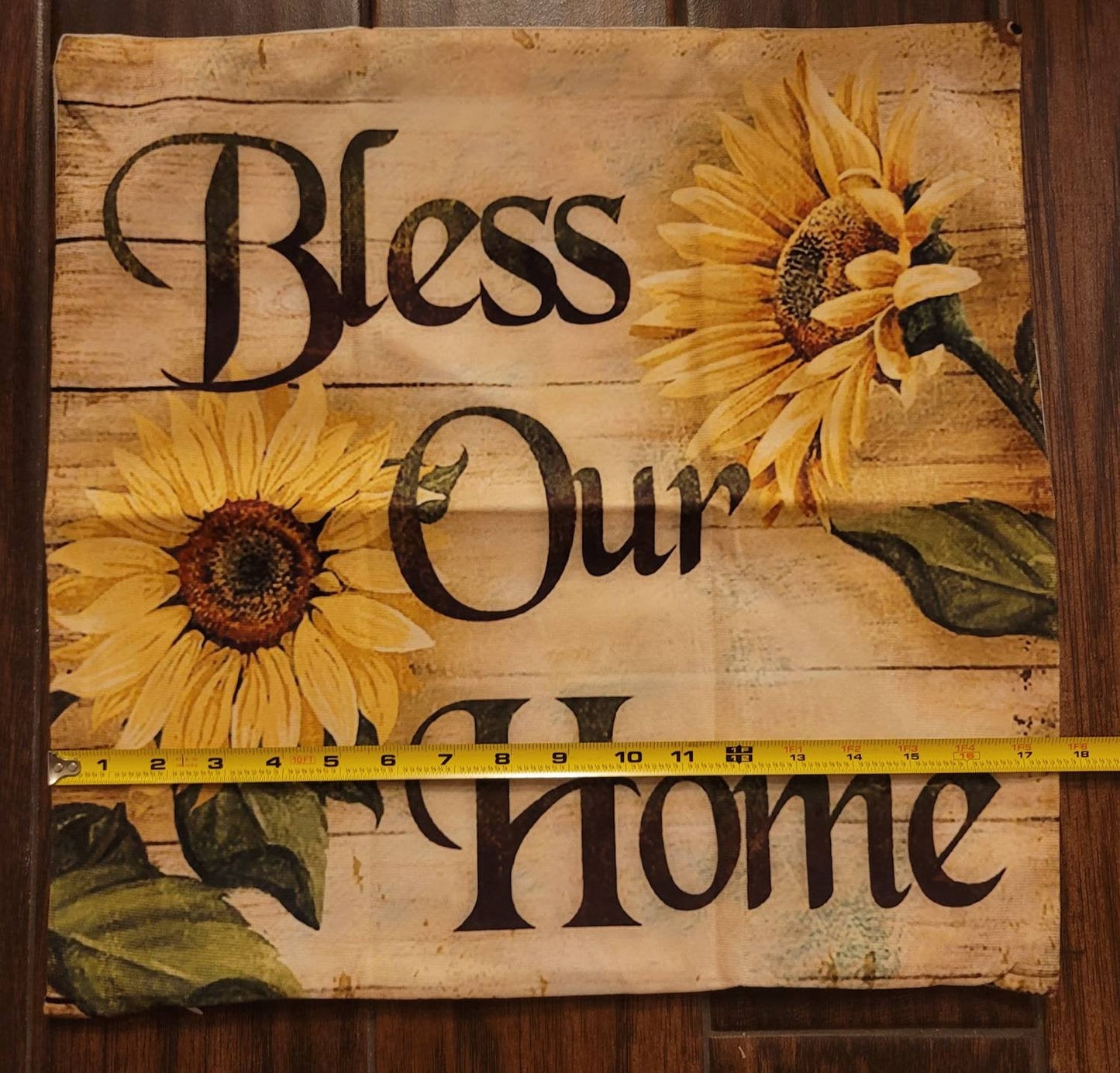 Bless our home pillow cover zip up without filler sunflower