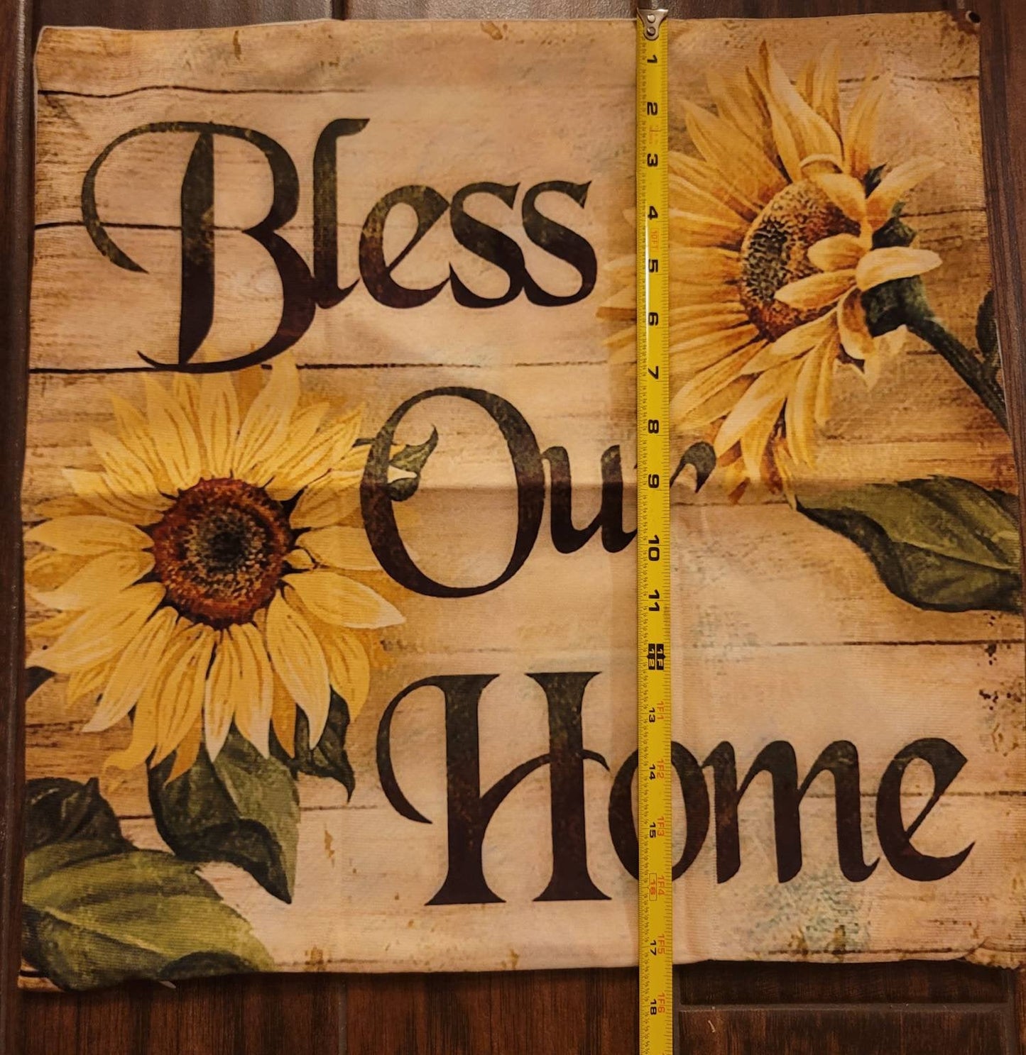 Bless our home pillow cover zip up without filler sunflower