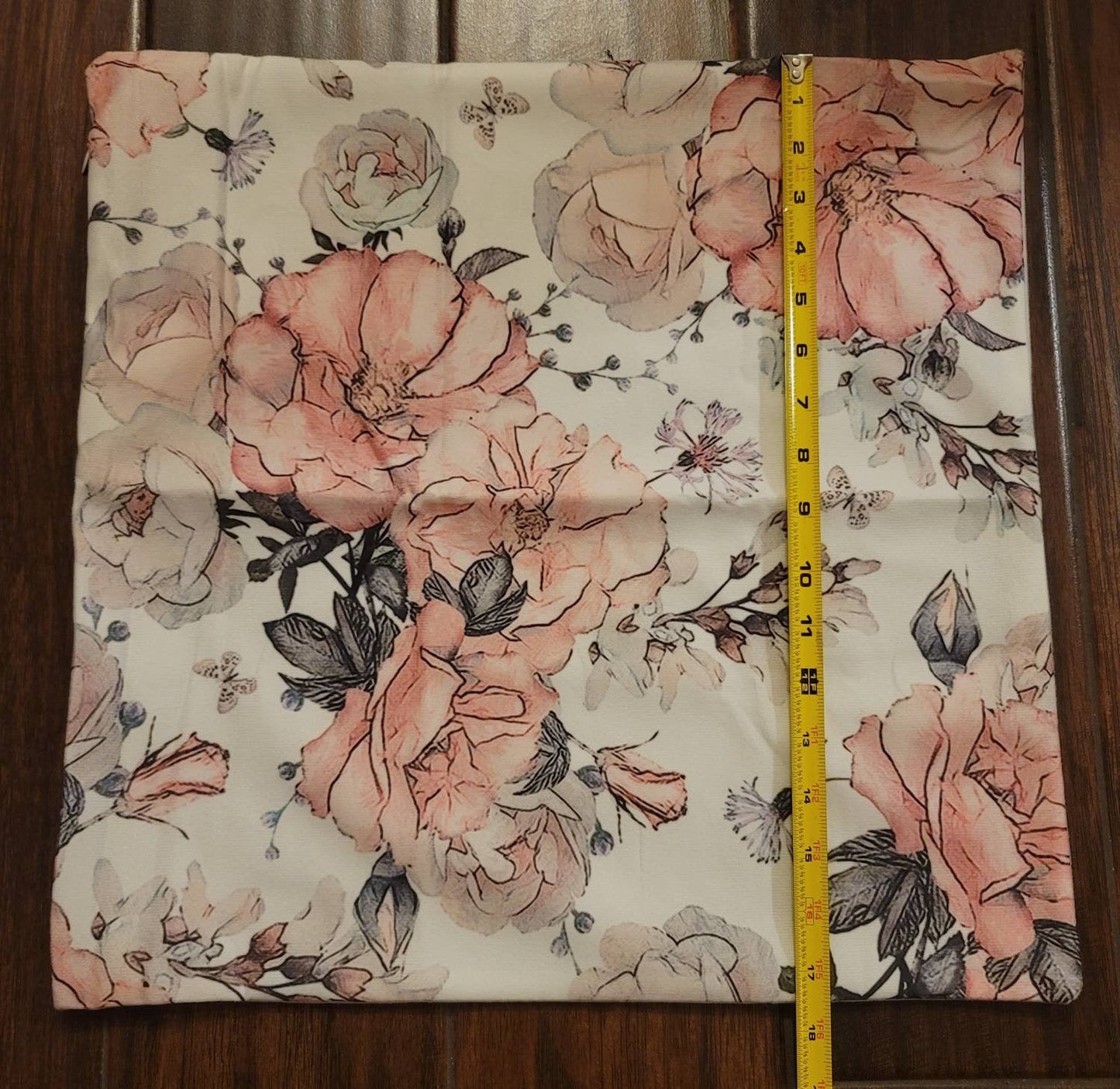 Pink flowers floral pillow cover zip up without filler