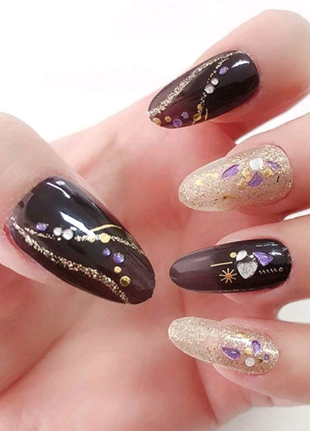 Black and gold nail wraps stickers diy nails