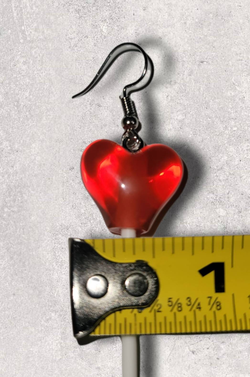 Small red heart lollipop earrings