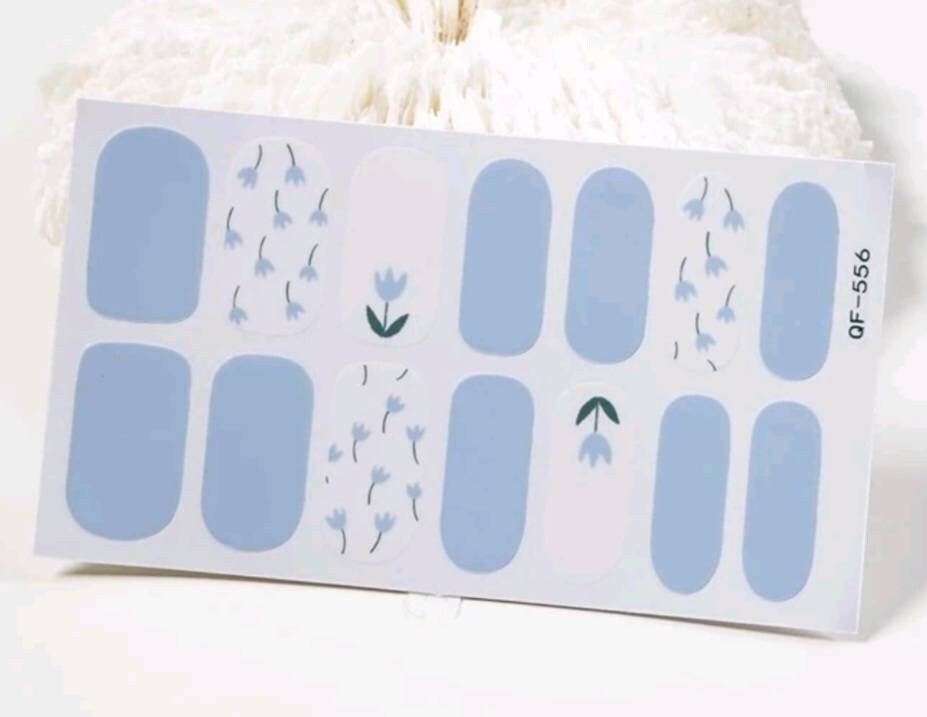 Blue floral nail wraps stickers diy nails