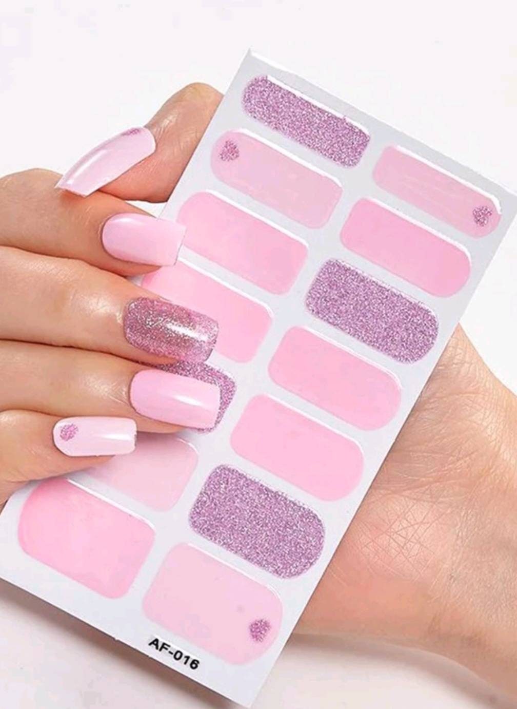 Pink Heart glitter nail wraps stickers valentine diy nails