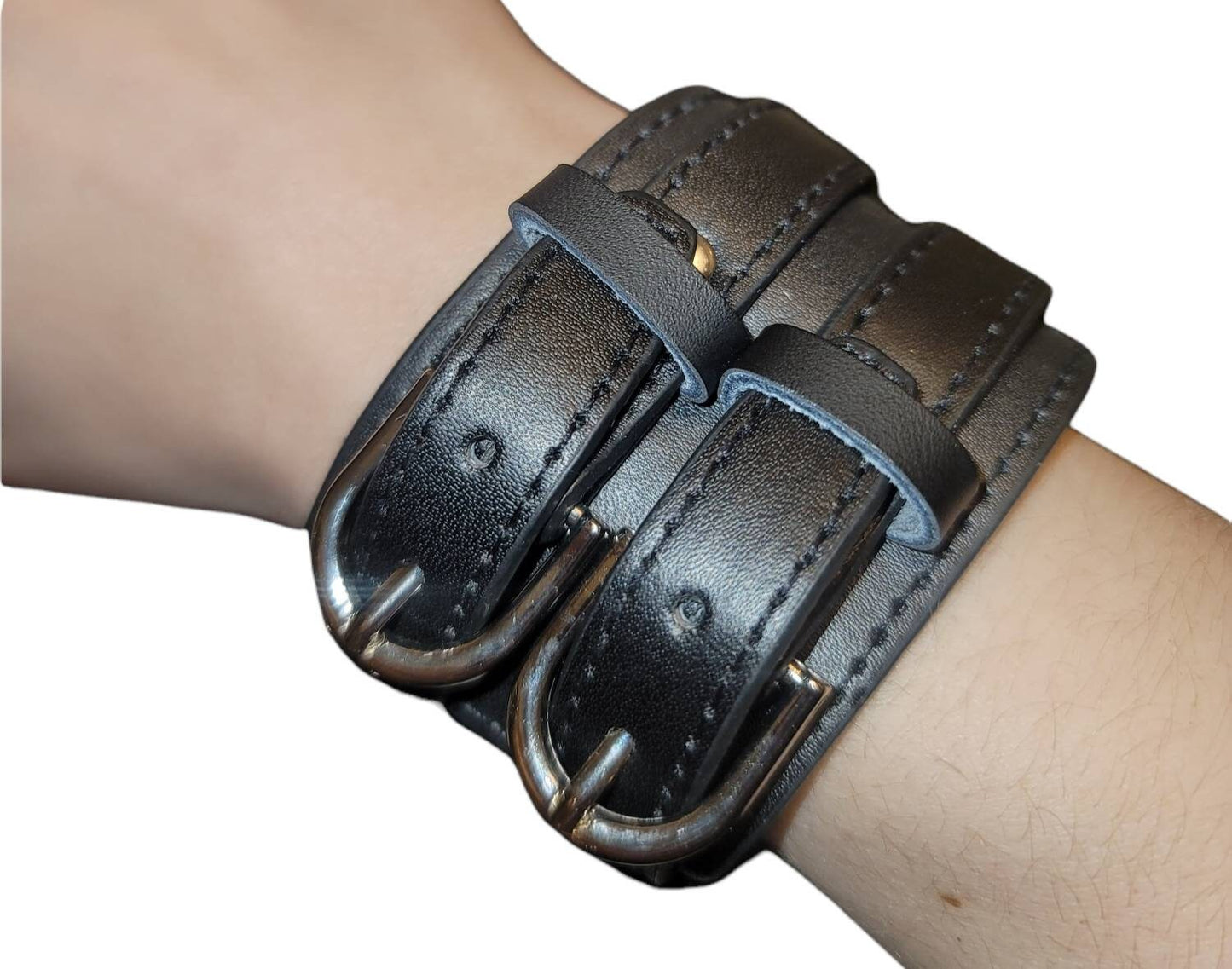 Johnny Depp Style black genuine leather wrist cuff bracelet