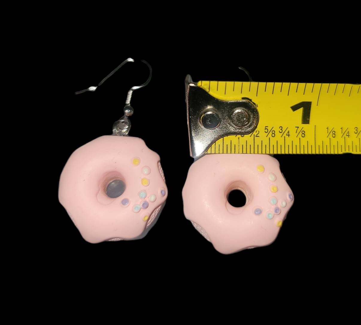 Pink frosting donut earrings dangle hook earrings