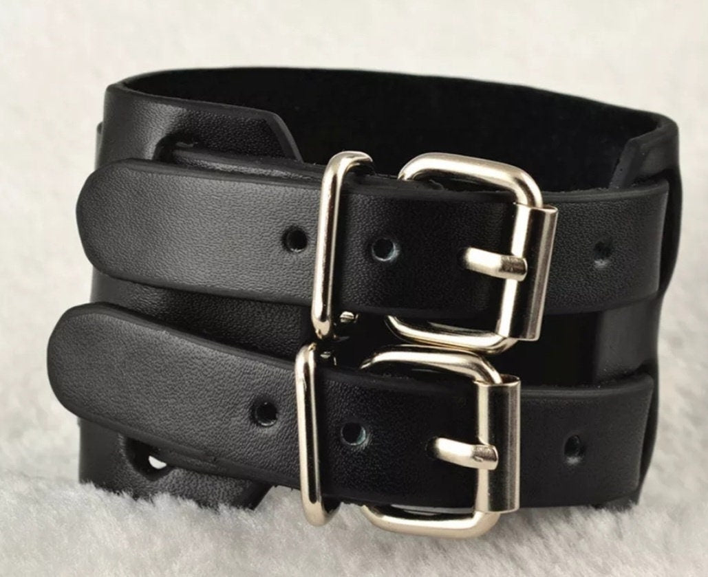 Johnny Depp Style black genuine leather wrist cuff bracelet