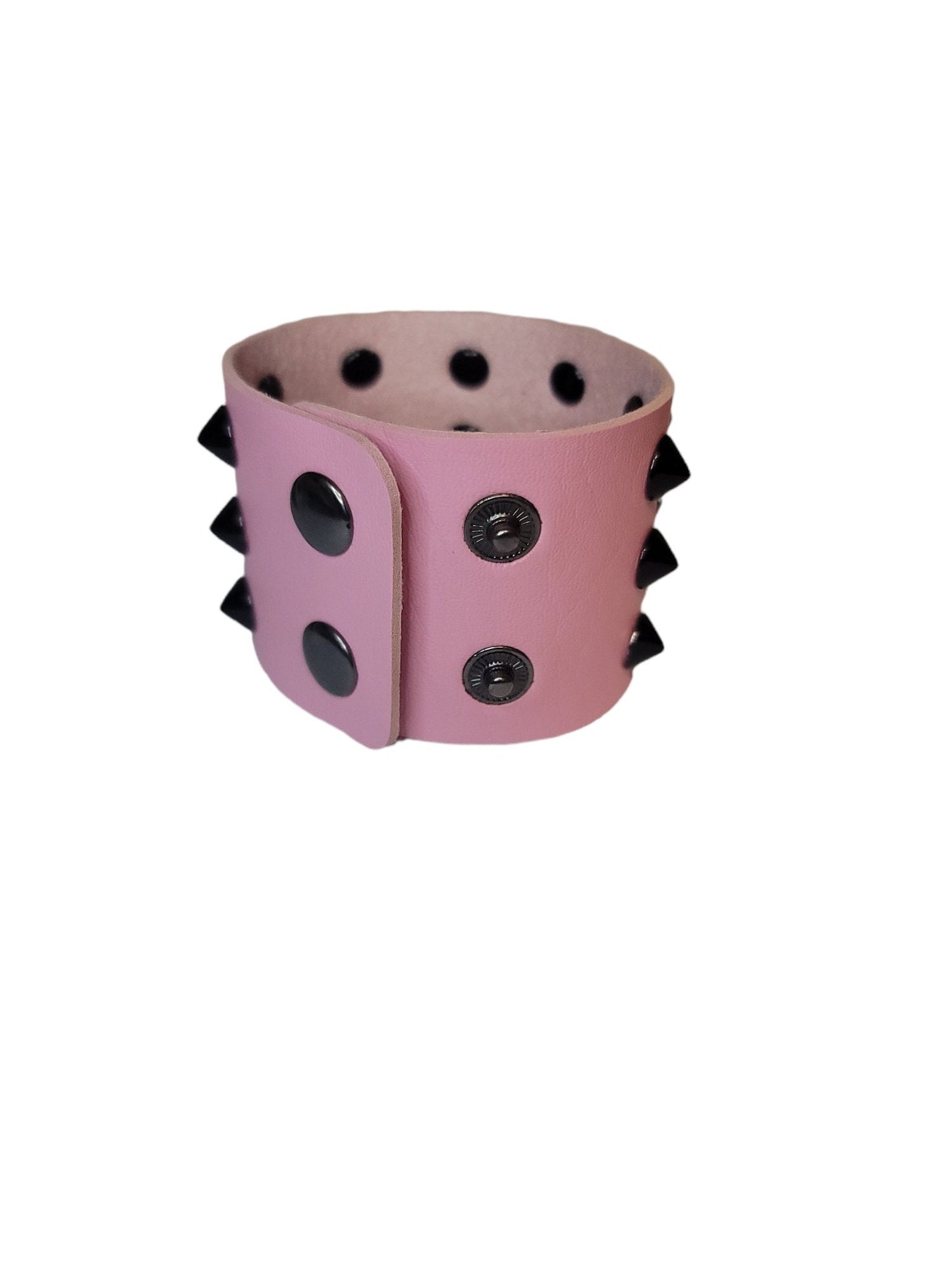 Pink spiked punk rock bracelet wrist cuff