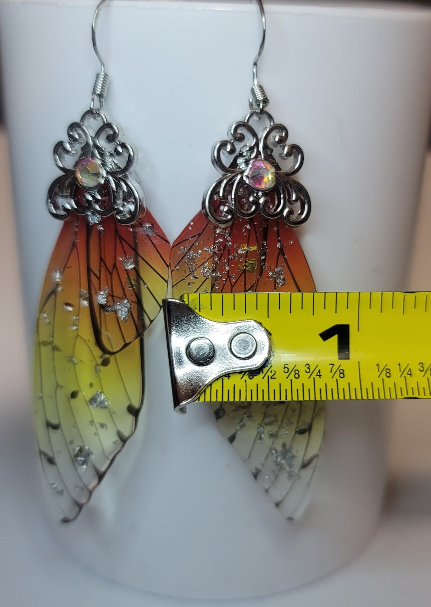 Silver Fairy wings clear earrings Mystical magical