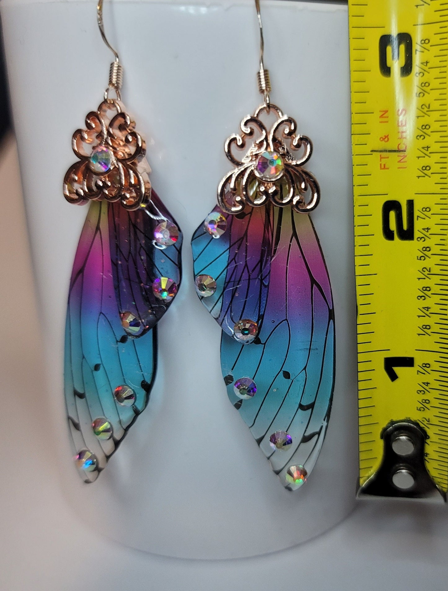 Rose gold Fairy wings clear earrings Mystical magical