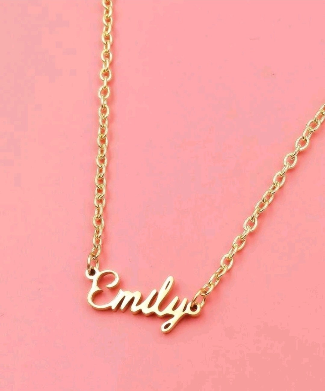 Emily name necklace deals gold