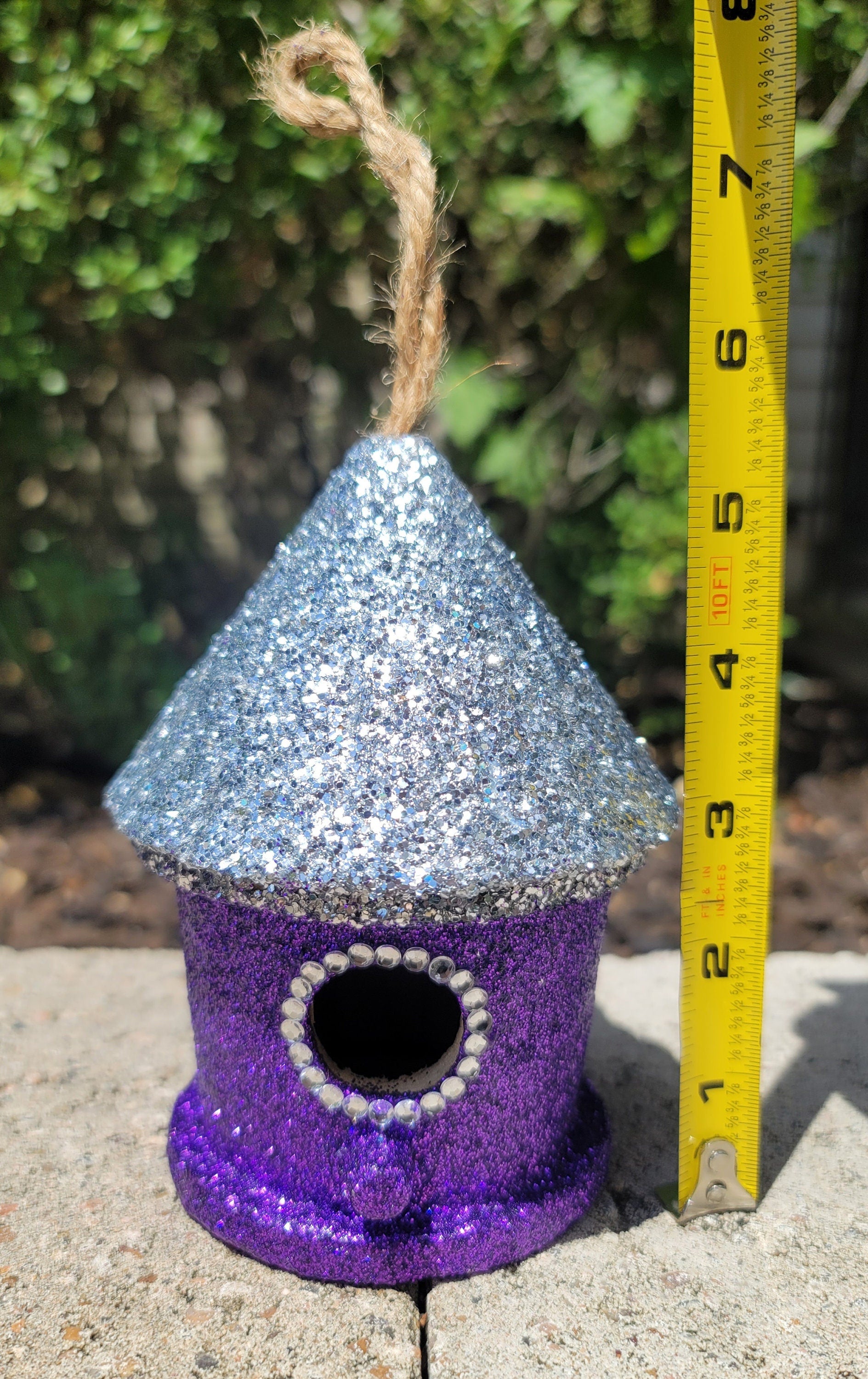 Purple  Mini bling bird house glitter rhinestone ornament home decor Princess decor