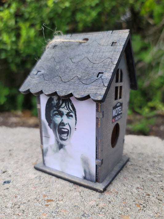 Handmade Psycho mini bird house ornament Bates Motel horror