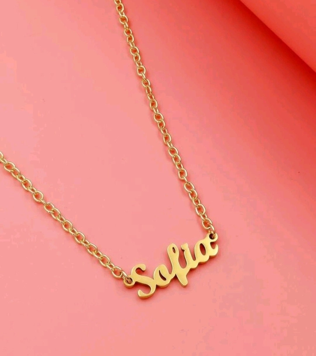 Dainty Name necklace Sofia gold Stainless steel pendant necklace gift for her