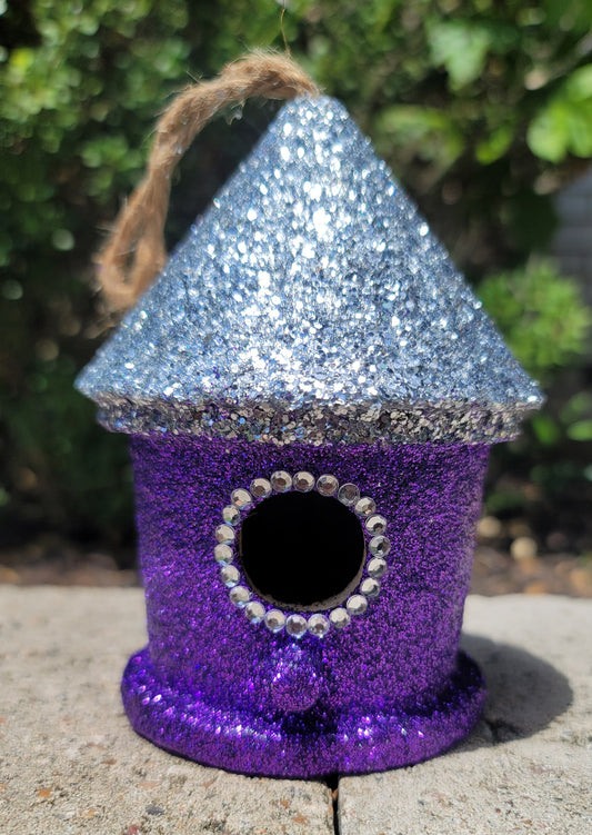 Purple  Mini bling bird house glitter rhinestone ornament home decor Princess decor