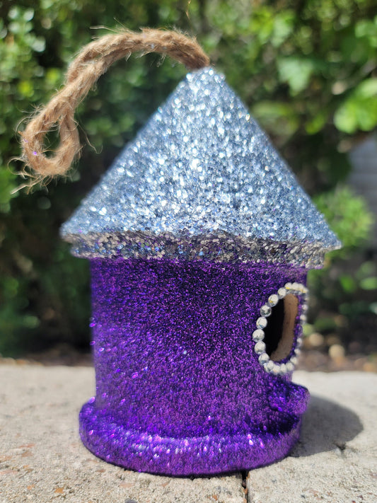 Purple  Mini bling bird house glitter rhinestone ornament home decor Princess decor