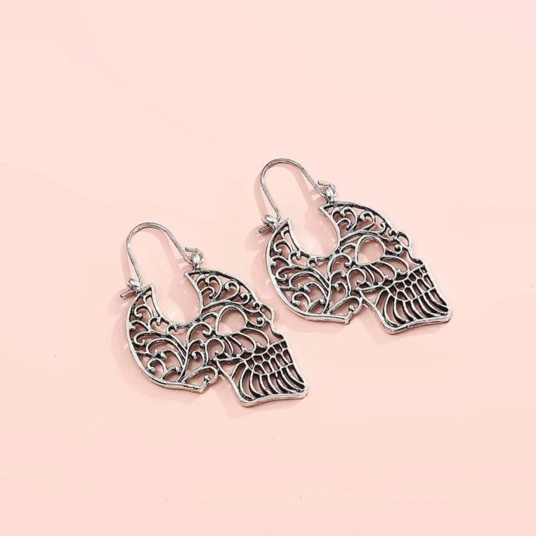 Silver skull earrings