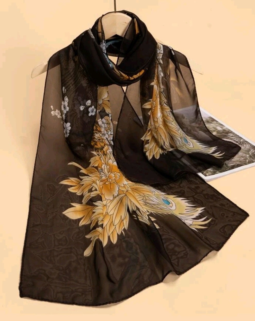 Peacock scarf wrap