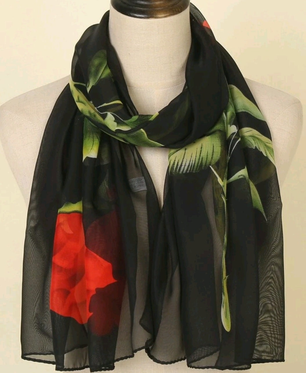 Black rose scarf wrap