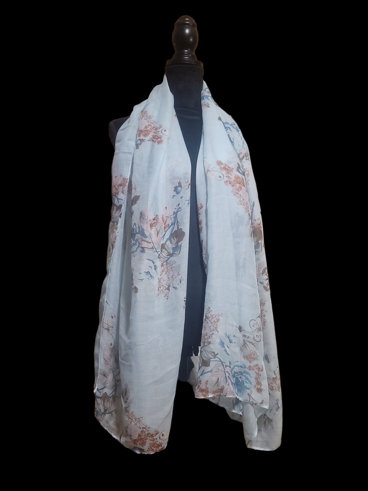 Flower and butterfly scarf wrap