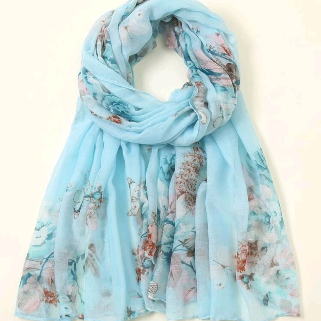 Flower and butterfly scarf wrap