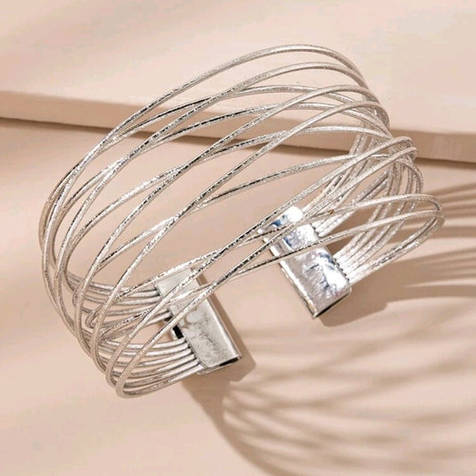 Silver hollow cuff bracelet