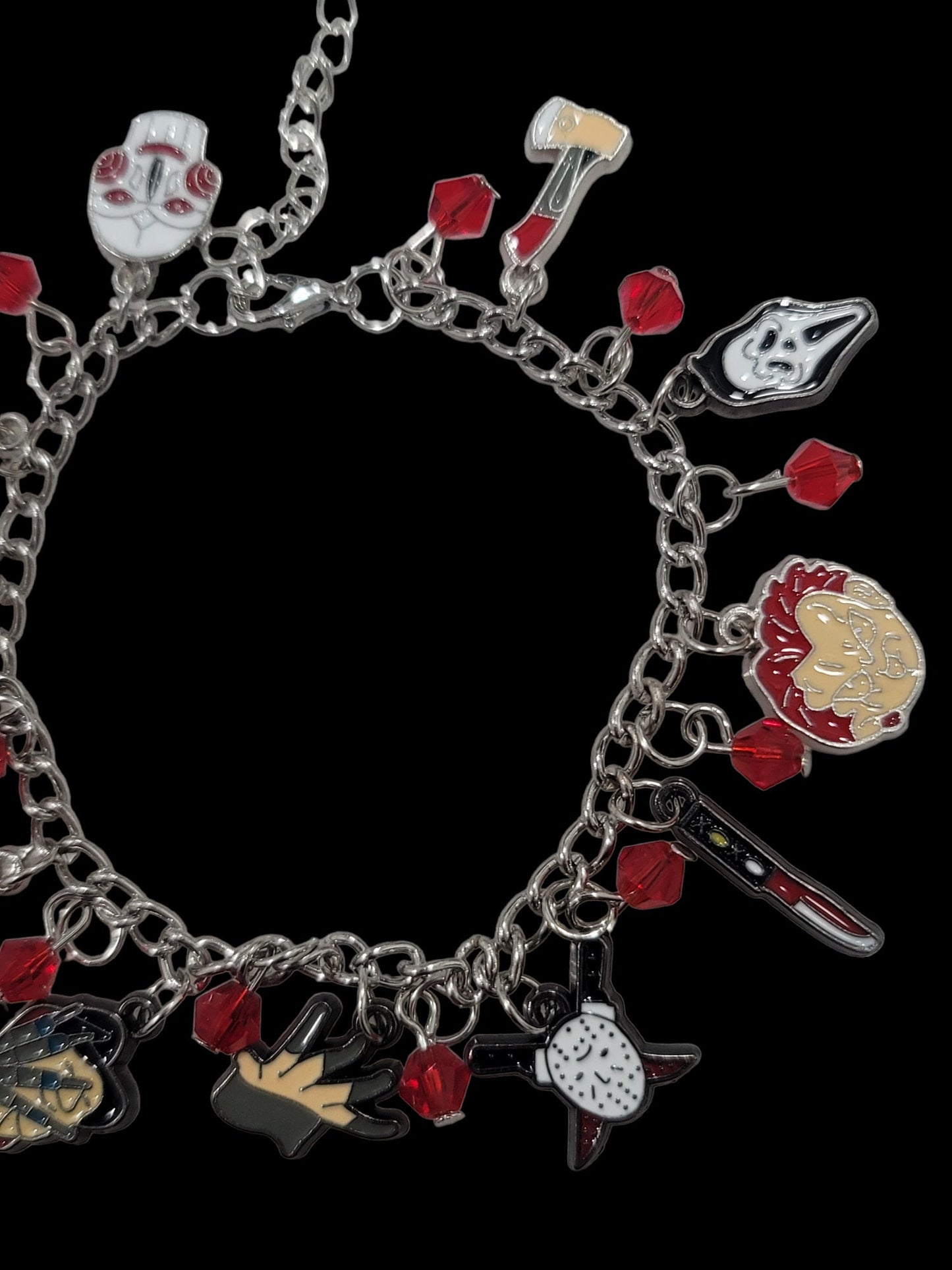 Horror charm bracelet Freddy Krueger Saw Jason Voorhees scream Chucky