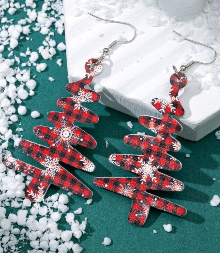 Christmas tree earrings dangle hook earrings