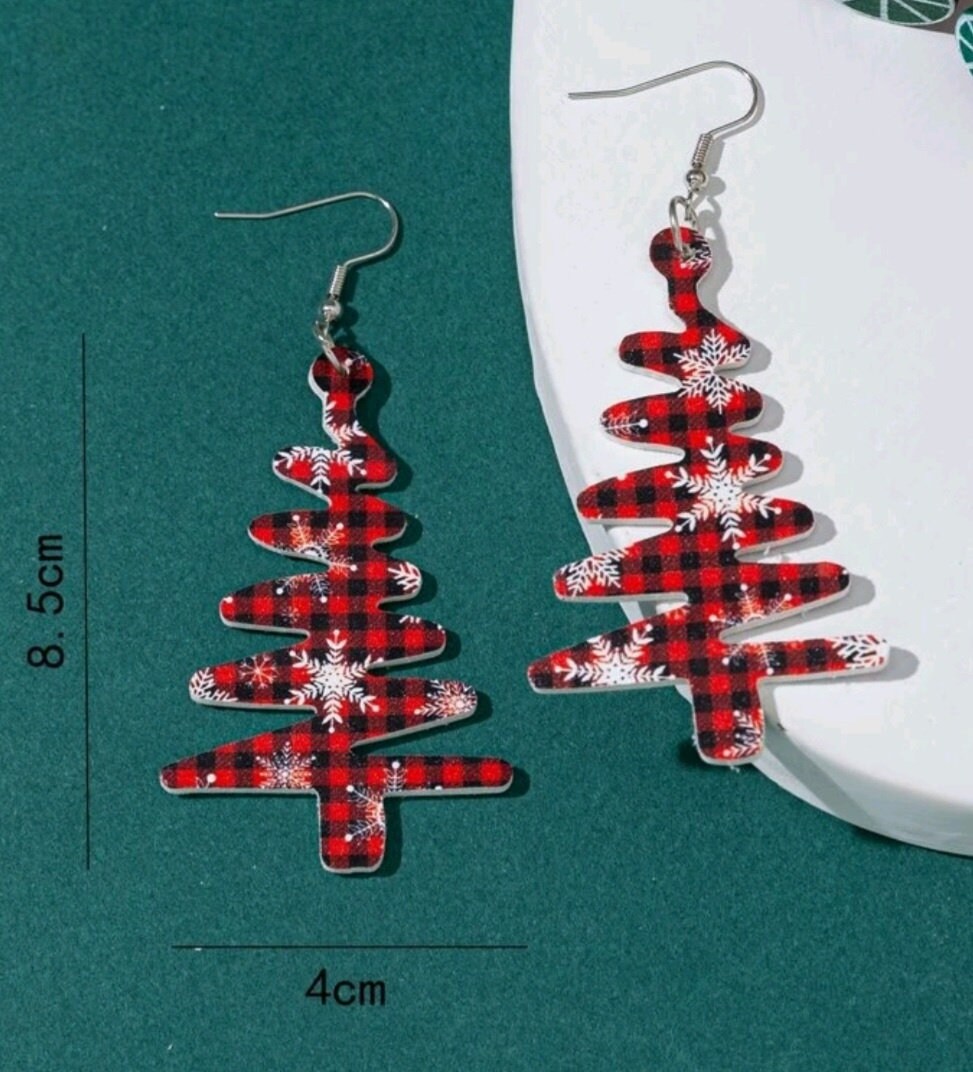 Christmas tree earrings dangle hook earrings