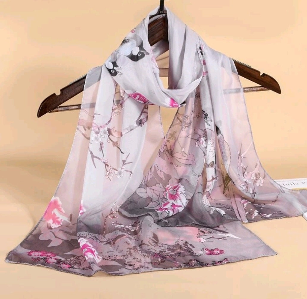 Floral bird scarf wrap