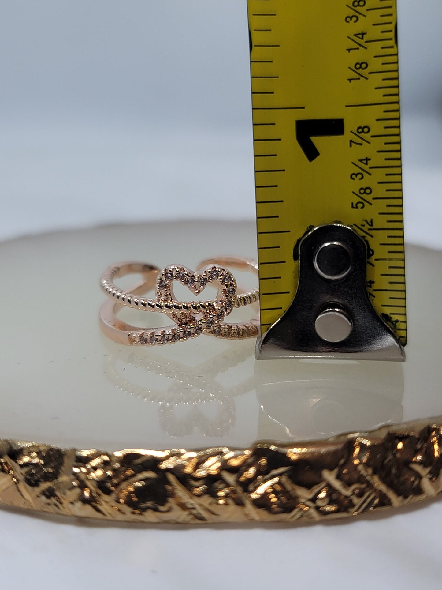 Rose gold rhinestone heart ring 7