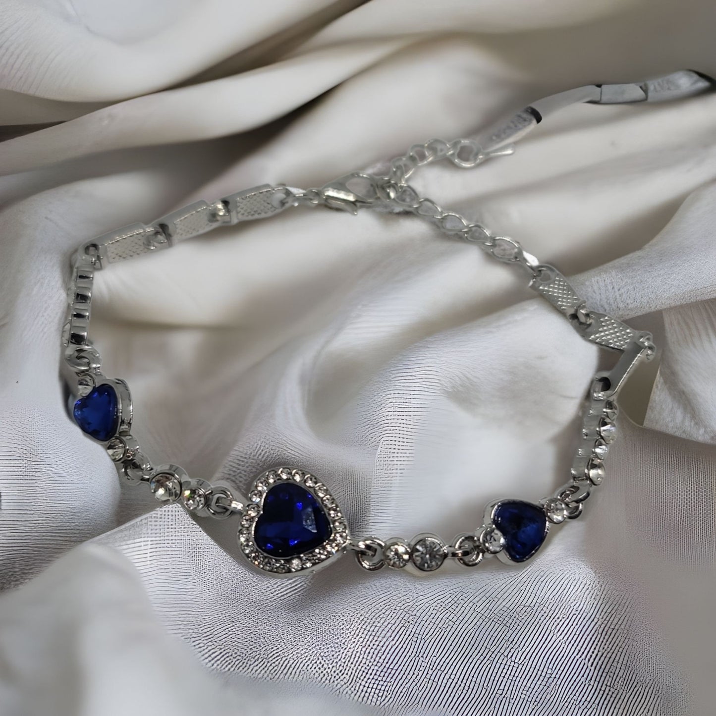 Titanic heart of the ocean inspired blue crystal rhinestone silver bracelet