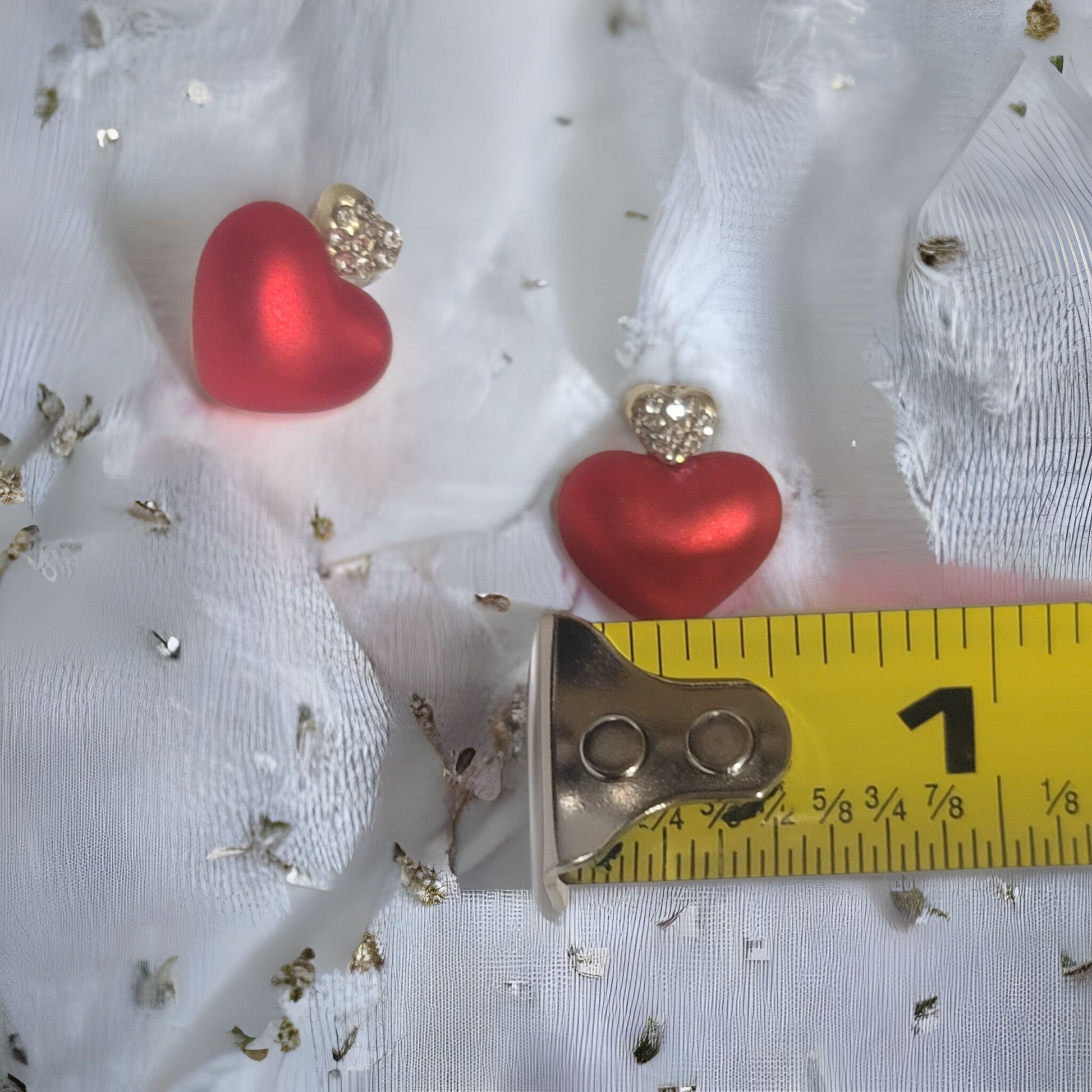 Red heart rhinestone earrings post stud earrings valentine earrings