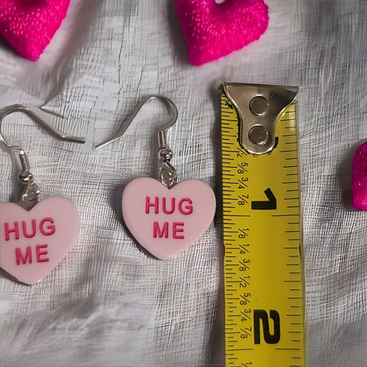 Hug me heart dangle hook earrings valentine candy earrings