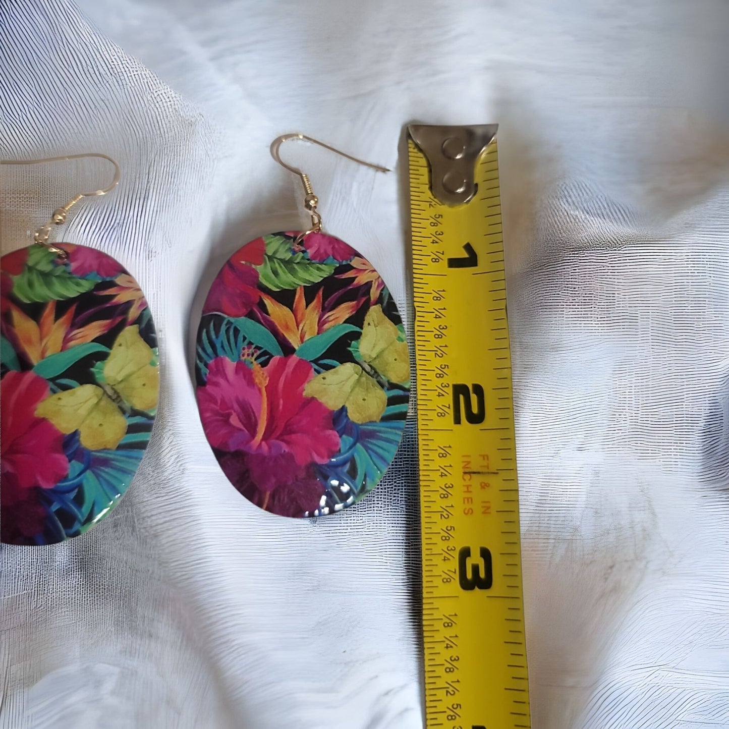 Floral butterfly earrings dangle hook earrings