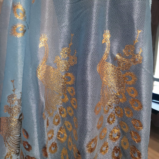 Blue and gold Peacock scarf wrap