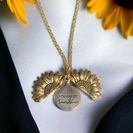You are my sunshine necklace  sunflower necklace