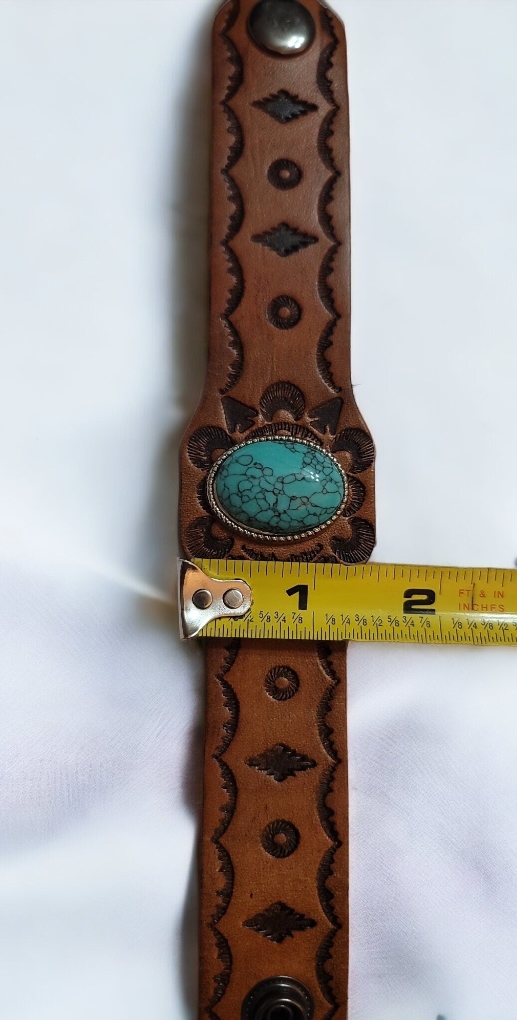 Turquoise color Oval stone PU Leather bracelet
